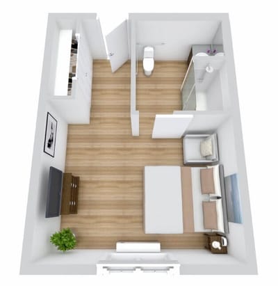 Interior layout of a private resident room