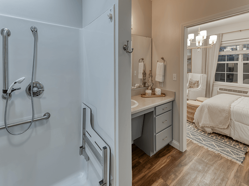 Private resident bathroom and bedroom area
