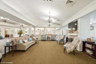 Bright and welcoming common area with seating
