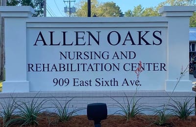 Exterior sign of Allen Oaks Nursing and Rehabilitation Center