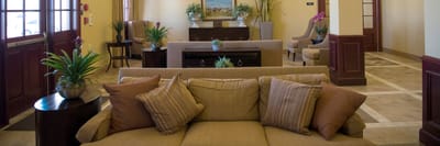 Comfortable seating area in the facility lobby