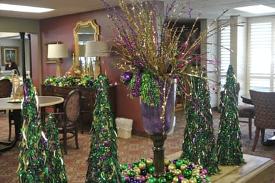 Decorative arrangement in a common area during a celebration