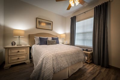 Cozy private bedroom in assisted living facility