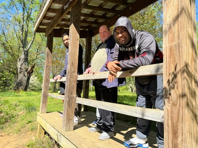 Residents enjoying an outdoor area together