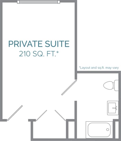 Floor plan for a private resident suite