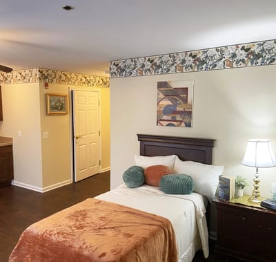 Cozy private room in a senior living facility