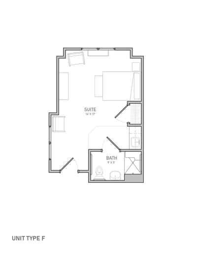 Architectural floor plan of a unit type