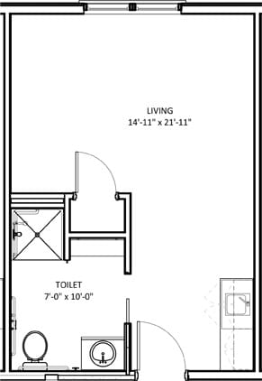 Architectural floor plan of a living space