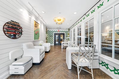 Stylish interior of a salon with nail polish display