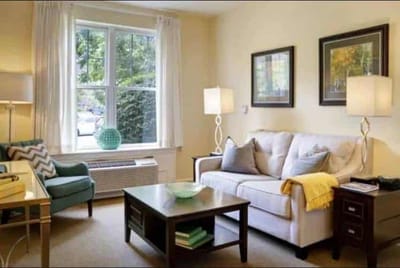 Comfortable living room in a senior care facility
