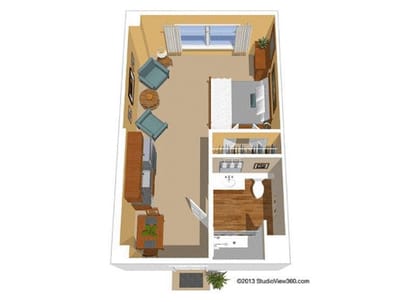 Floor plan layout of a resident room