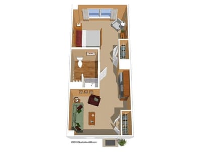 Architectural floor plan of a resident room