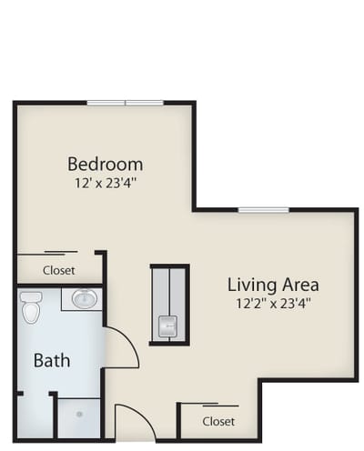 Architectural floor plan of a living space with dimensions
