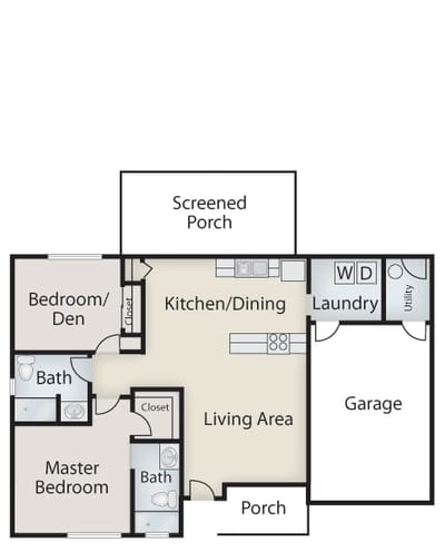 Floor plan of a residential unit with labeled rooms