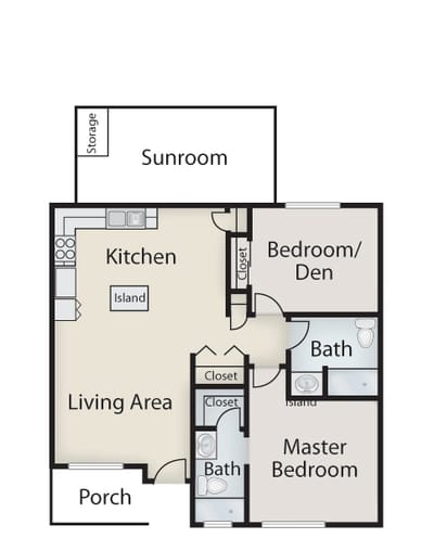 Architectural floor plan of a resident unit