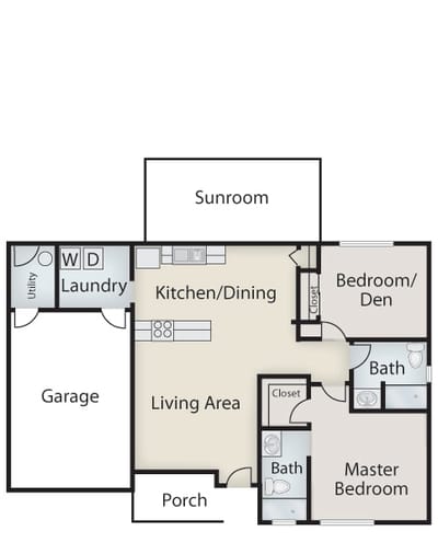 Architectural floor plan of a resident unit