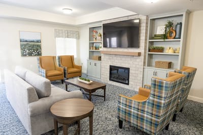 Comfortable common area with seating and decor