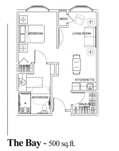 Architectural floor plan of a residential unit