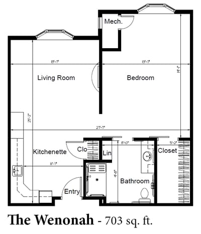 Architectural floor plan of a resident unit