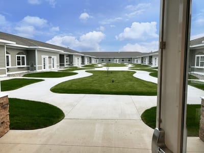 View of landscaped courtyard with pathways