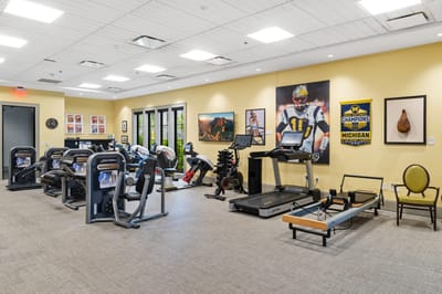 Interior view of a gym with exercise equipment