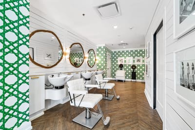 Bright beauty salon area with modern decor