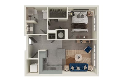 Architectural floor plan of a resident unit