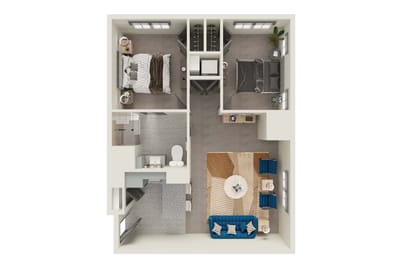 Architectural floor plan of a resident unit