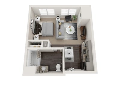 Interior layout of a cozy resident living space