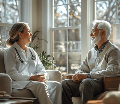 Doctor talking with a senior resident
