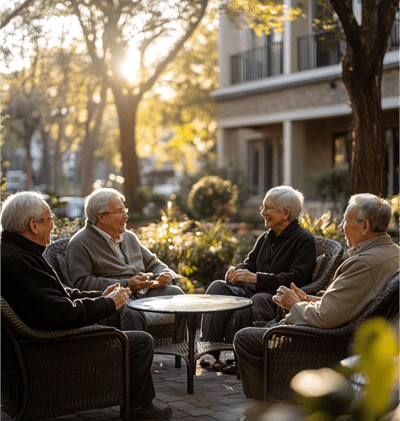 Residents enjoying time outdoors in the sun