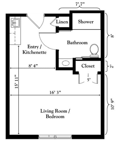 Architectural floor plan of a living space