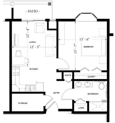 Architectural floor plan of a unit layout