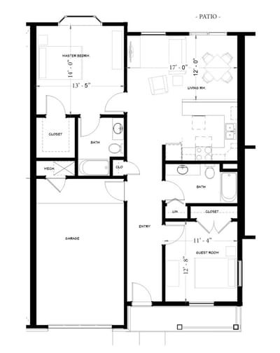 Architectural floor plan with room layout.