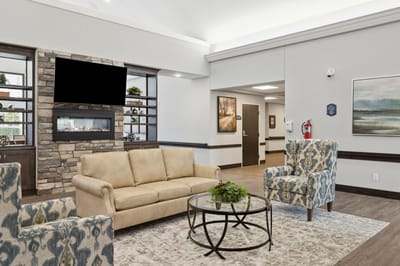 Bright common area with comfortable seating