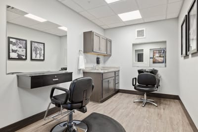 Interior view of a hair salon in the facility
