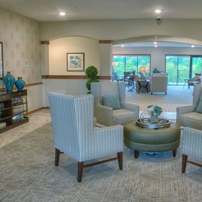 Bright common area with comfortable seating