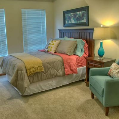 Cozy private resident room with bright decor