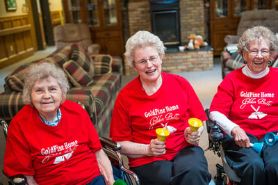 Residents participating in a joyful indoor activity