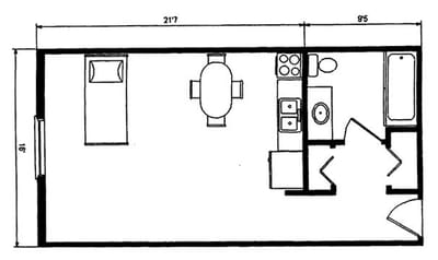 Architectural floor plan of a residential unit
