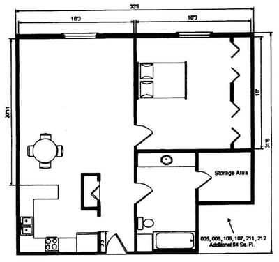 Architectural floor plan of a unit layout