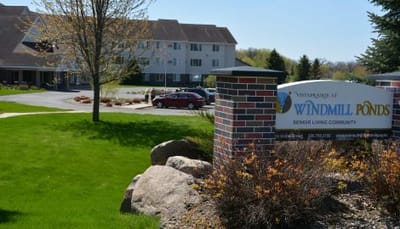 Vista Prairie At Ridgeway On G, assisted living in New Ulm, MN — Entrance sign of Windmill Ponds senior living community