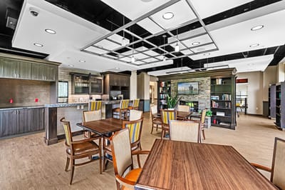 Modern common area of a senior living facility