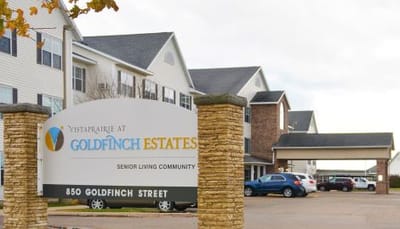 Vista Prairie At Ridgeway On G, assisted living in New Ulm, MN — Signage for Vista Prairie at Goldfinch Estates Senior Living Community