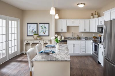 Modern kitchen interior of a senior living facility
