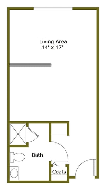 Architectural floor plan of a resident unit layout