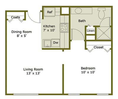 Architectural floor plan of a living space