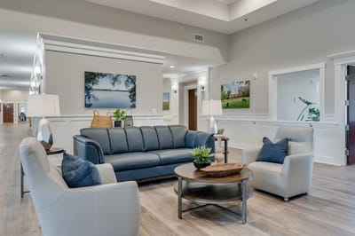 Bright, inviting lounge area with comfortable seating