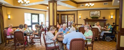 Residents enjoying lunch in the dining room