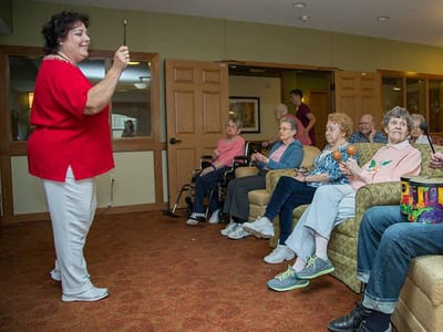 Residents participating in an engaging activity session